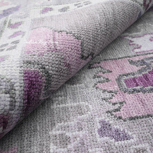 Tappeto moderno grigio Oushak floreale annodato a mano in lana per pavimenti IRSZ-108 Tappeto moderno grigio Oushak floreale annodato a mano in lana per pavimenti IRSZ-108