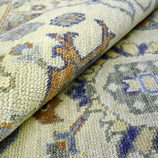 Tappeto moderno Oushak grigio annodato a mano per la cucina in lana IRSZ-107 Tappeto moderno Oushak grigio annodato a mano per la cucina in lana IRSZ-107