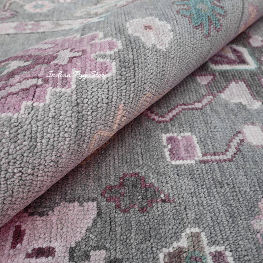 Tappeto di lana Oushak nero indiano annodato a mano IRSZ-106 Tappeto di lana Oushak nero indiano annodato a mano IRSZ-106