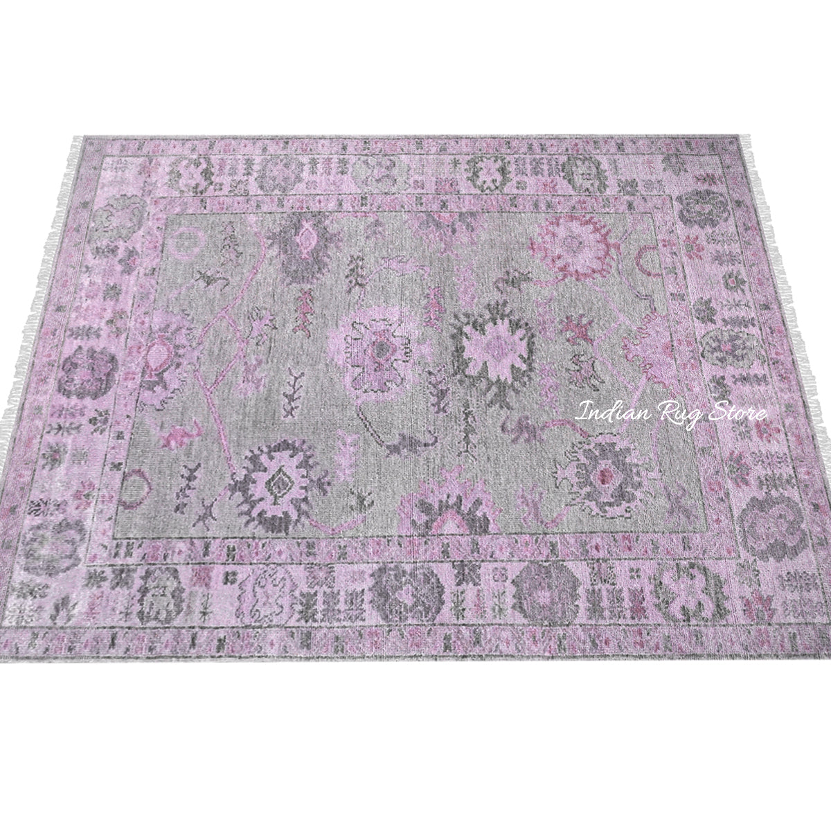 Natural Light Pink Oushak Hand Knotted Wool Rug - Indian Rug Store Natural Light Pink Oushak Hand Knotted Wool Rug - Indian Rug Store