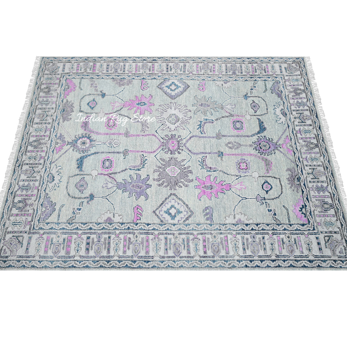 Hand Knotted Gray Modern Oushak For Home Decor Wool Rug - Indian Rug Store Hand Knotted Gray Modern Oushak For Home Decor Wool Rug - Indian Rug Store