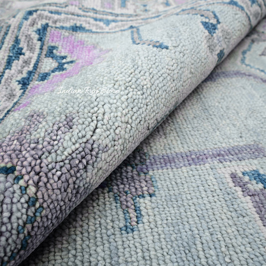 Tappeto di lana per la casa Oushak moderno annodato a mano blu IRSZ-117 Tappeto di lana per la casa Oushak moderno annodato a mano blu IRSZ-117