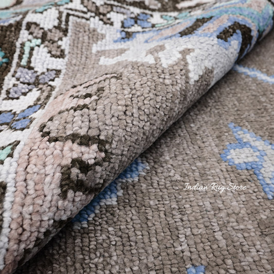 Tappeto di lana di lusso grigio Oushak moderno annodato a mano indiano IRSZ-118 Tappeto di lana di lusso grigio Oushak moderno annodato a mano indiano IRSZ-118