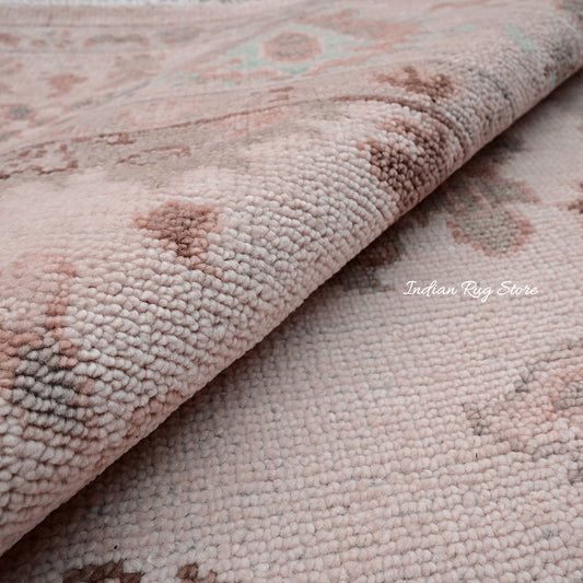 Tappeto indiano Oushak grigio annodato a mano in lana per soggiorno IRSZ-124 Tappeto indiano Oushak grigio annodato a mano in lana per soggiorno IRSZ-124