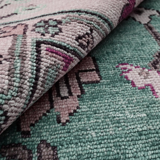 Tappeto moderno Oushak blu annodato a mano in lana per esterni IRSZ-126 Tappeto moderno Oushak blu annodato a mano in lana per esterni IRSZ-126