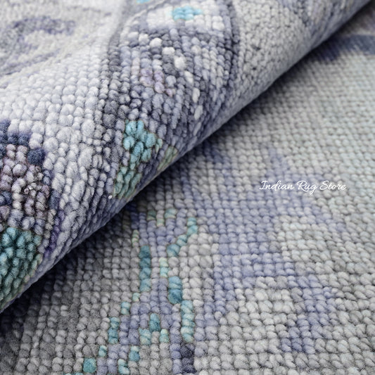 Tappeto moderno Oushak annodato a mano grigio di grandi dimensioni in lana IRSZ-127 Tappeto moderno Oushak annodato a mano grigio di grandi dimensioni in lana IRSZ-127