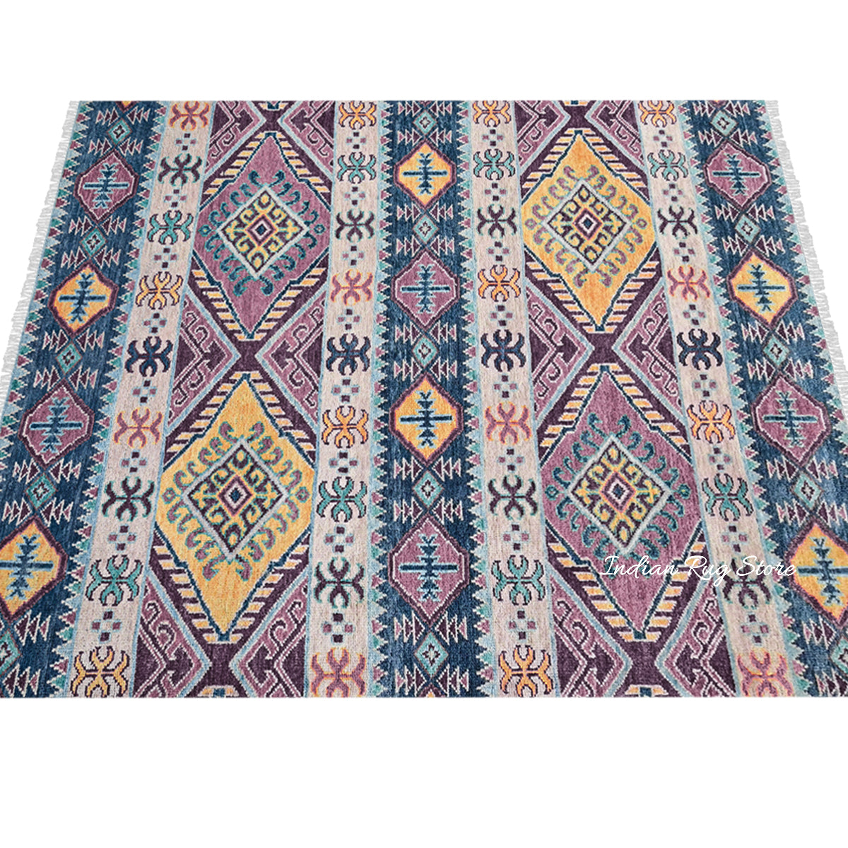 Modern Oushak Hand Knotted Tribal Design Wool Rug - Indian Rug Store Modern Oushak Hand Knotted Tribal Design Wool Rug - Indian Rug Store