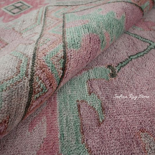 Tappeto di lana indiano blu Oushak annodato a mano di grandi dimensioni IRSZ-136 Tappeto di lana indiano blu Oushak annodato a mano di grandi dimensioni IRSZ-136