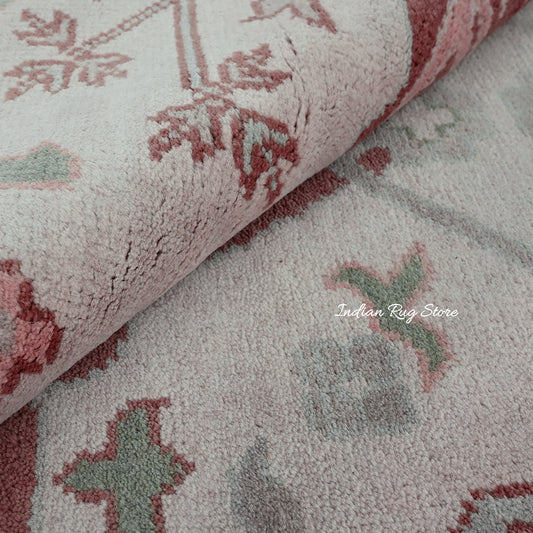 Tappeto da pranzo in lana annodato a mano Oushak moderno grigio IRSZ-138 Tappeto da pranzo in lana annodato a mano Oushak moderno grigio IRSZ-138