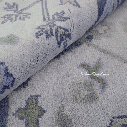 Tappeto da pranzo in lana annodato a mano Oushak moderno grigio IRSZ-138 Tappeto da pranzo in lana annodato a mano Oushak moderno grigio IRSZ-138