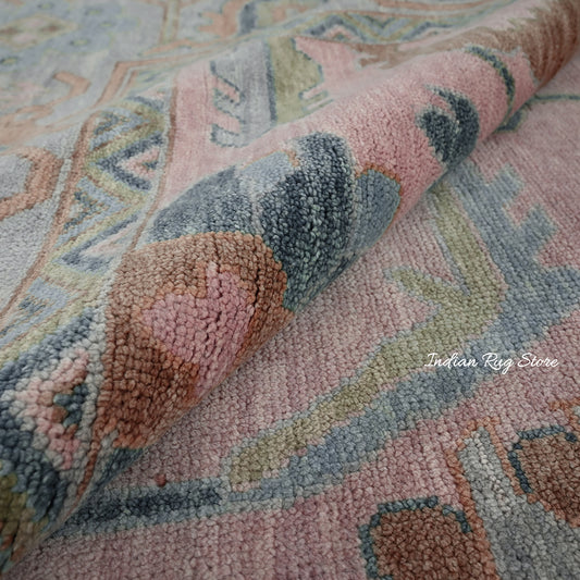 Tappeto di lana decorativo da parete grigio Oushak annodato a mano indiano IRSZ-142 Tappeto di lana decorativo da parete grigio Oushak annodato a mano indiano IRSZ-142