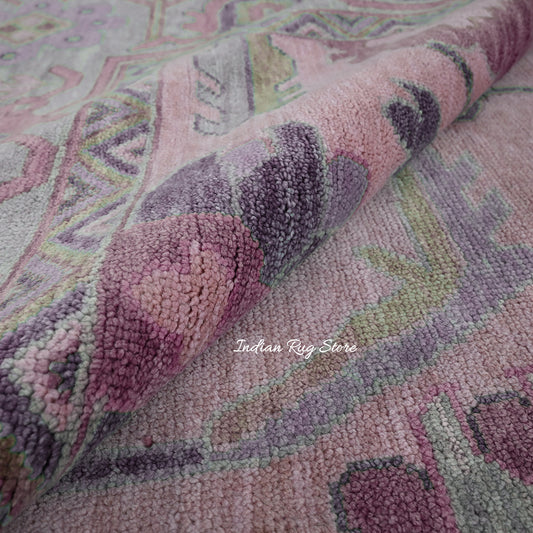 Tappeto di lana decorativo da parete grigio Oushak annodato a mano indiano IRSZ-142 Tappeto di lana decorativo da parete grigio Oushak annodato a mano indiano IRSZ-142