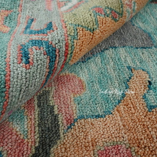 Hand Knotted Modern Green Oushak Wool Rug For Living Room Hand Knotted Modern Green Oushak Wool Rug For Living Room