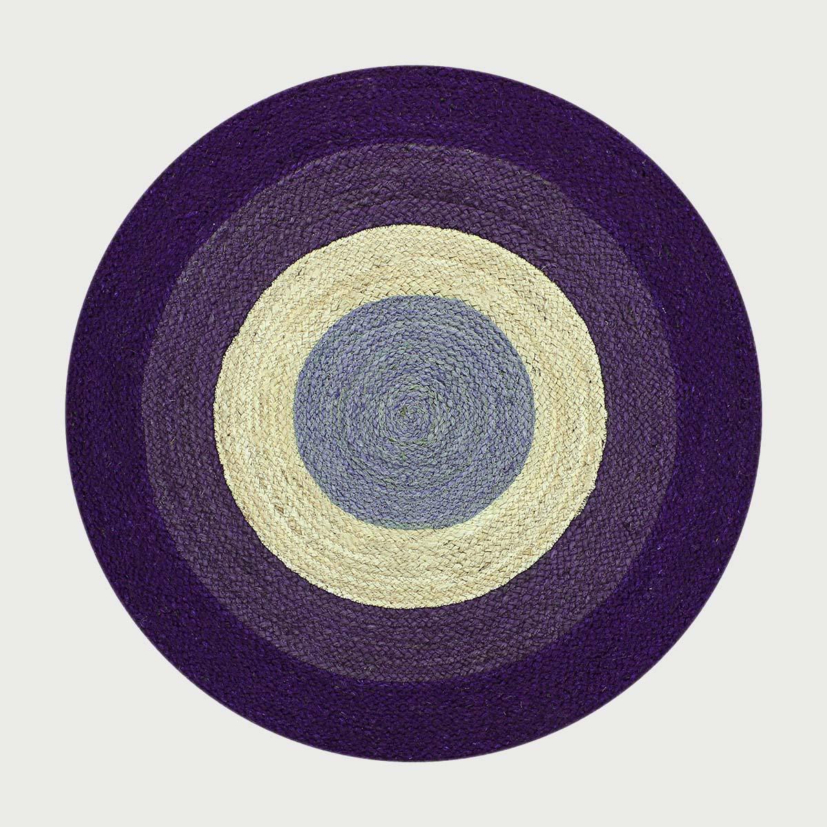 Beige Purple Hand Braided Home Decor Geometric Jute Rug - Indian Rug Store Beige Purple Hand Braided Home Decor Geometric Jute Rug - Indian Rug Store