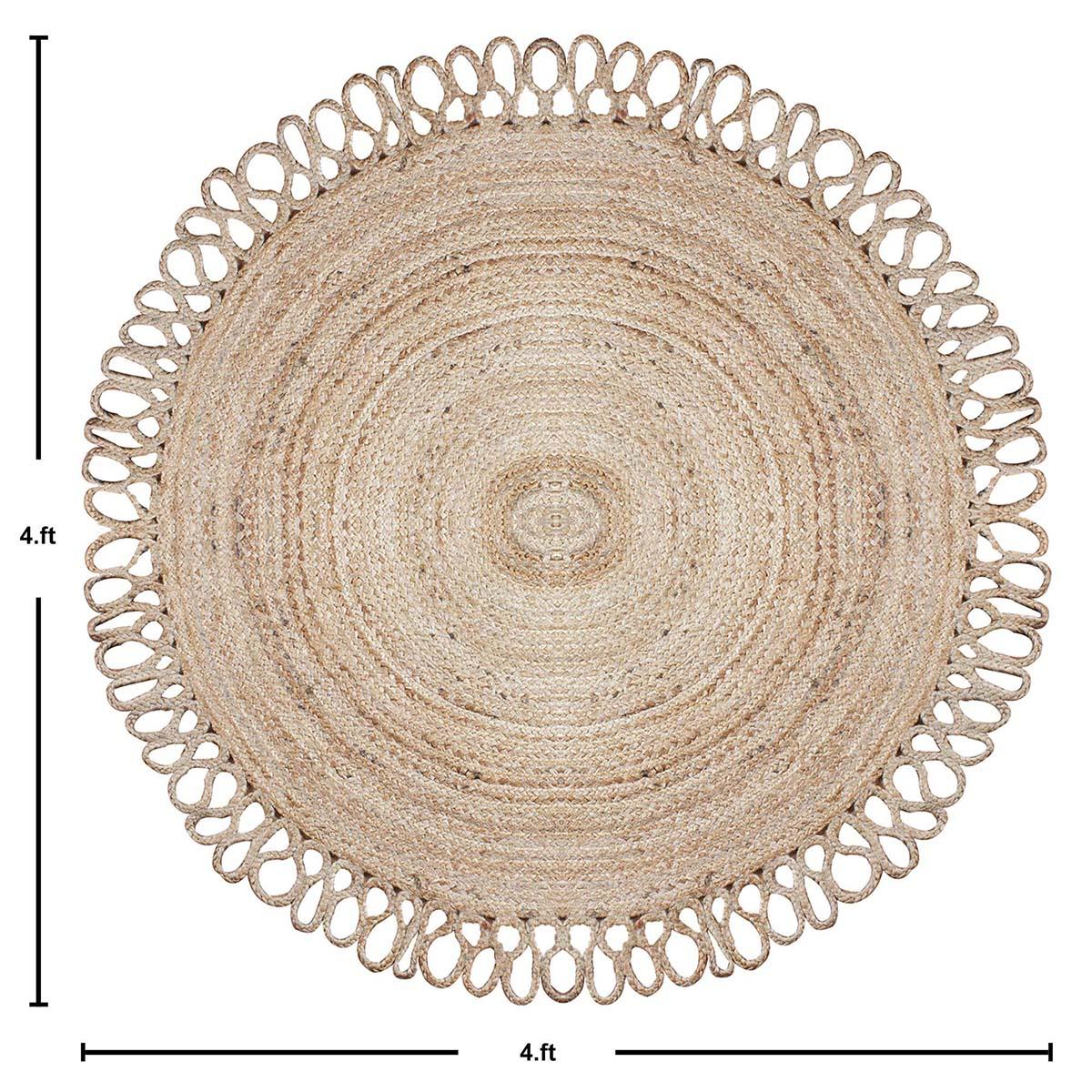 Hand Braided Farm House Decor Beige Geometric Jute Rug - Indian Rug Store Hand Braided Farm House Decor Beige Geometric Jute Rug - Indian Rug Store