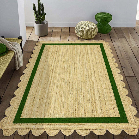 Geometric Hand Braded Beige Green Farmhouse Jute Rug Geometric Hand Braded Beige Green Farmhouse Jute Rug