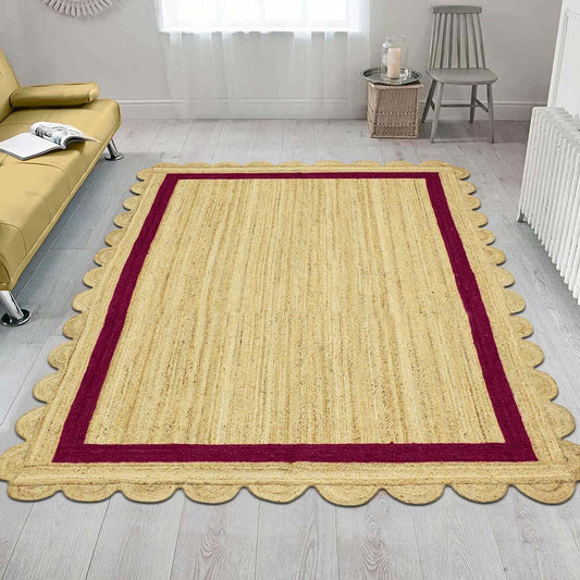 Tappeto in juta beige marrone per soggiorno con motivo geometrico intagliato a mano Tappeto in juta beige marrone per soggiorno con motivo geometrico intagliato a mano