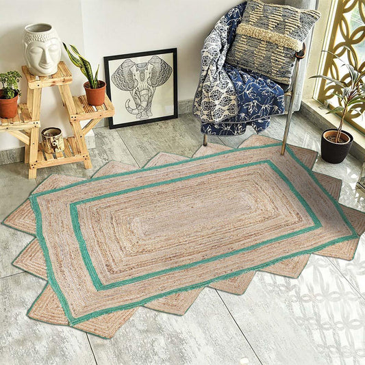 Geometric Hand Braded Beige Green Living Room Jute Rug Geometric Hand Braded Beige Green Living Room Jute Rug