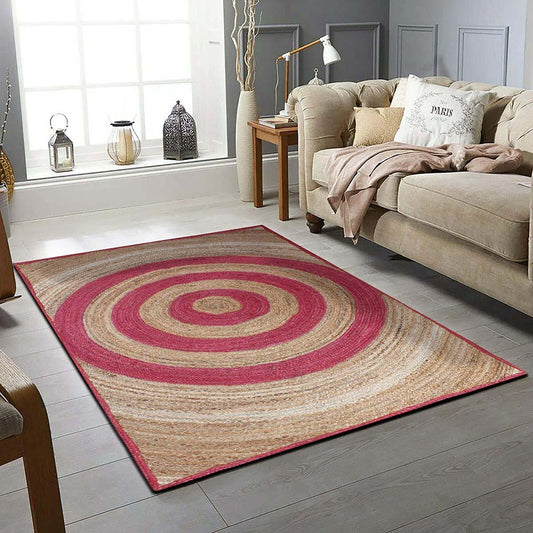 Tappeto in juta beige rosa geometrico intrecciato a mano per la casa Tappeto in juta beige rosa geometrico intrecciato a mano per la casa