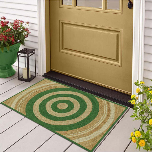 Geometric Hand Braded Beige Green Living Area Jute Rug Geometric Hand Braded Beige Green Living Area Jute Rug