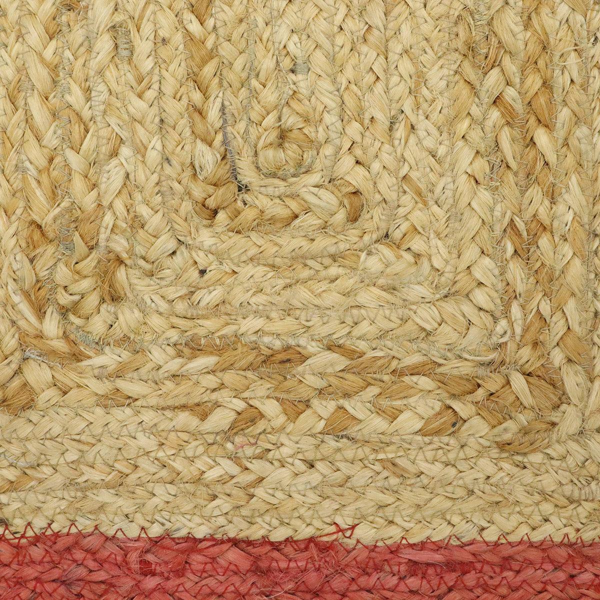 Beige Pink Bordered Hand Braided Jute Rug - Indian Rug Store Beige Pink Bordered Hand Braided Jute Rug - Indian Rug Store