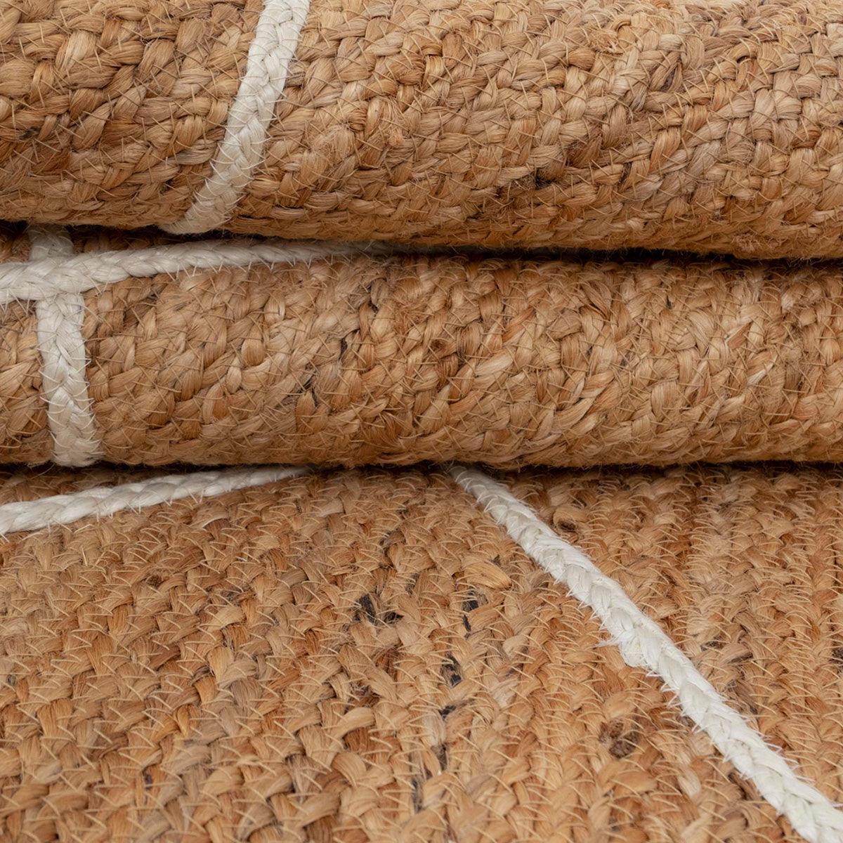 Hand Braided Beige White Geometric Outdoor Farmhouse Jute Rugs - Indian Rug Store Hand Braided Beige White Geometric Outdoor Farmhouse Jute Rugs - Indian Rug Store