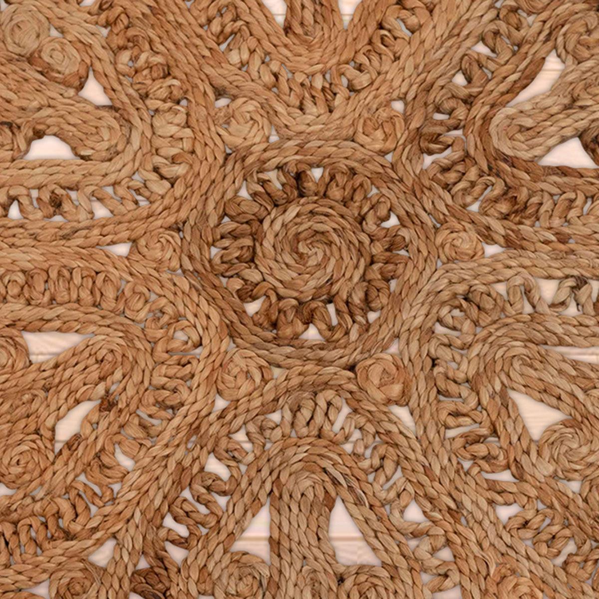 Alfombras de yute redondas de color beige trenzadas a mano para interiores tradicionales