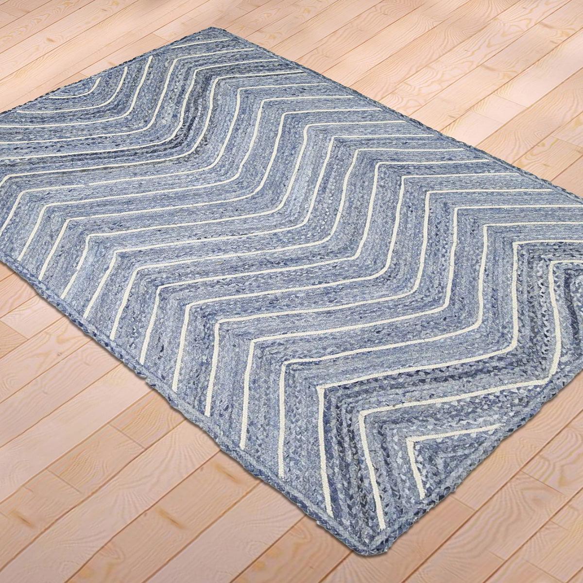 Dhurrie indio de algodón para interiores, trenzado a mano, de color azul
