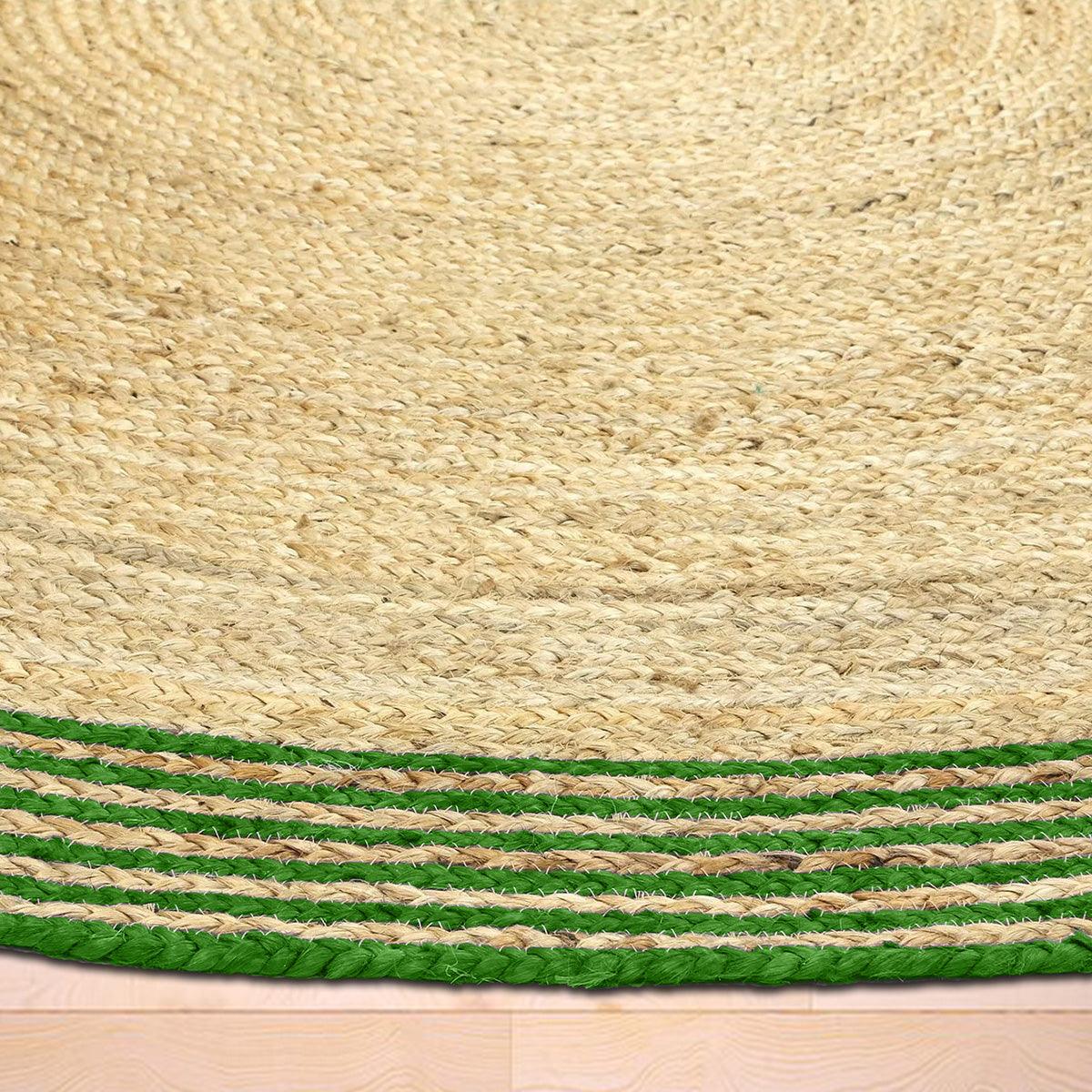 Green Hand Braided Entry Way Round Jute Rug