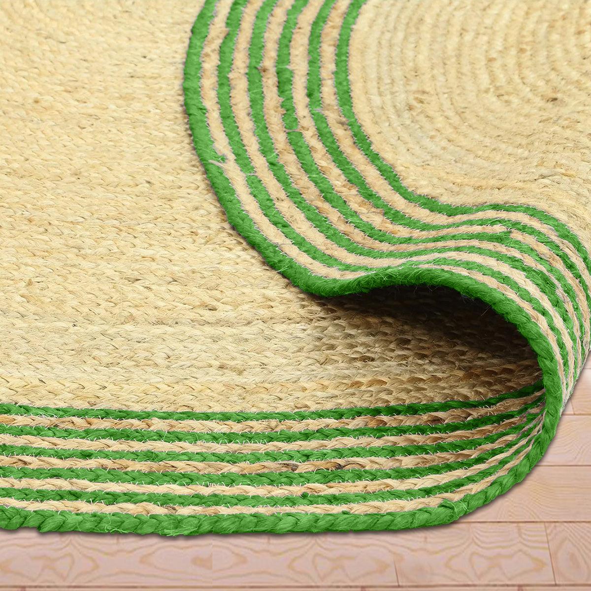 Green Hand Braided Entry Way Round Jute Rug - Indian Rug Store Green Hand Braided Entry Way Round Jute Rug - Indian Rug Store