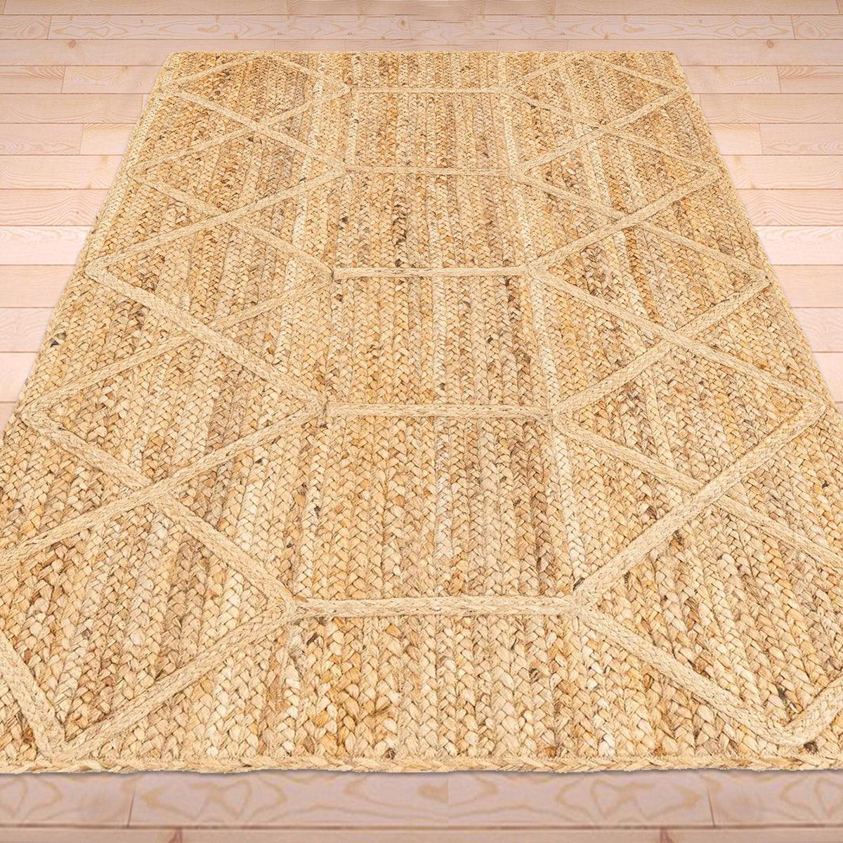 Alfombras de yute trenzadas a mano de estilo rústico en color beige