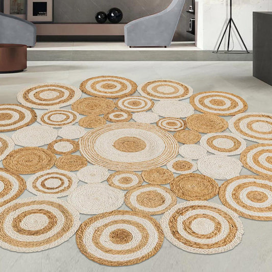 Alfombra de yute redonda blanca trenzada a mano para exteriores Alfombra de yute redonda blanca trenzada a mano para exteriores