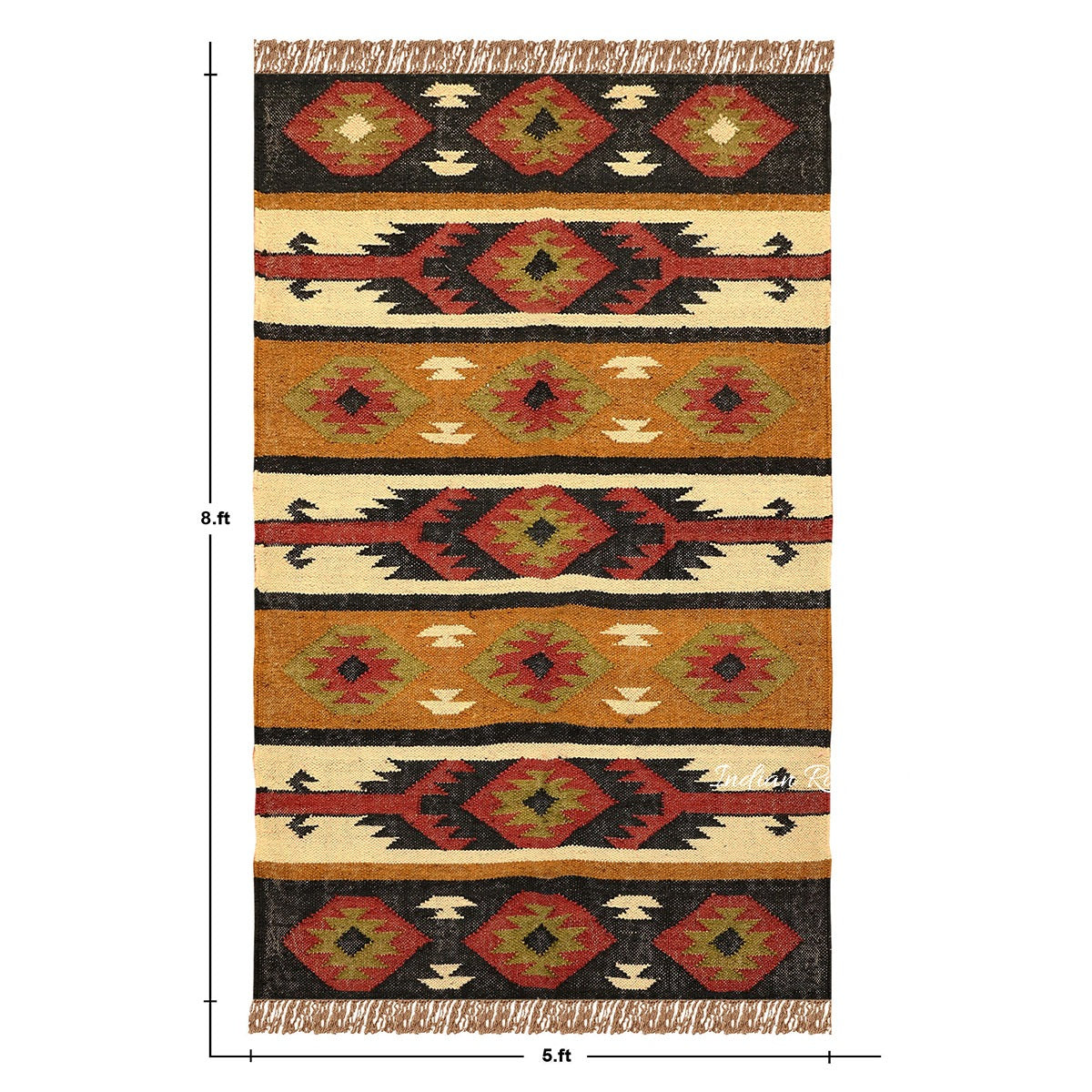 Geometric Hand Woven Beige Multicolor Farm House Decor Wool Jute Rug - Indian Rug Store Geometric Hand Woven Beige Multicolor Farm House Decor Wool Jute Rug - Indian Rug Store