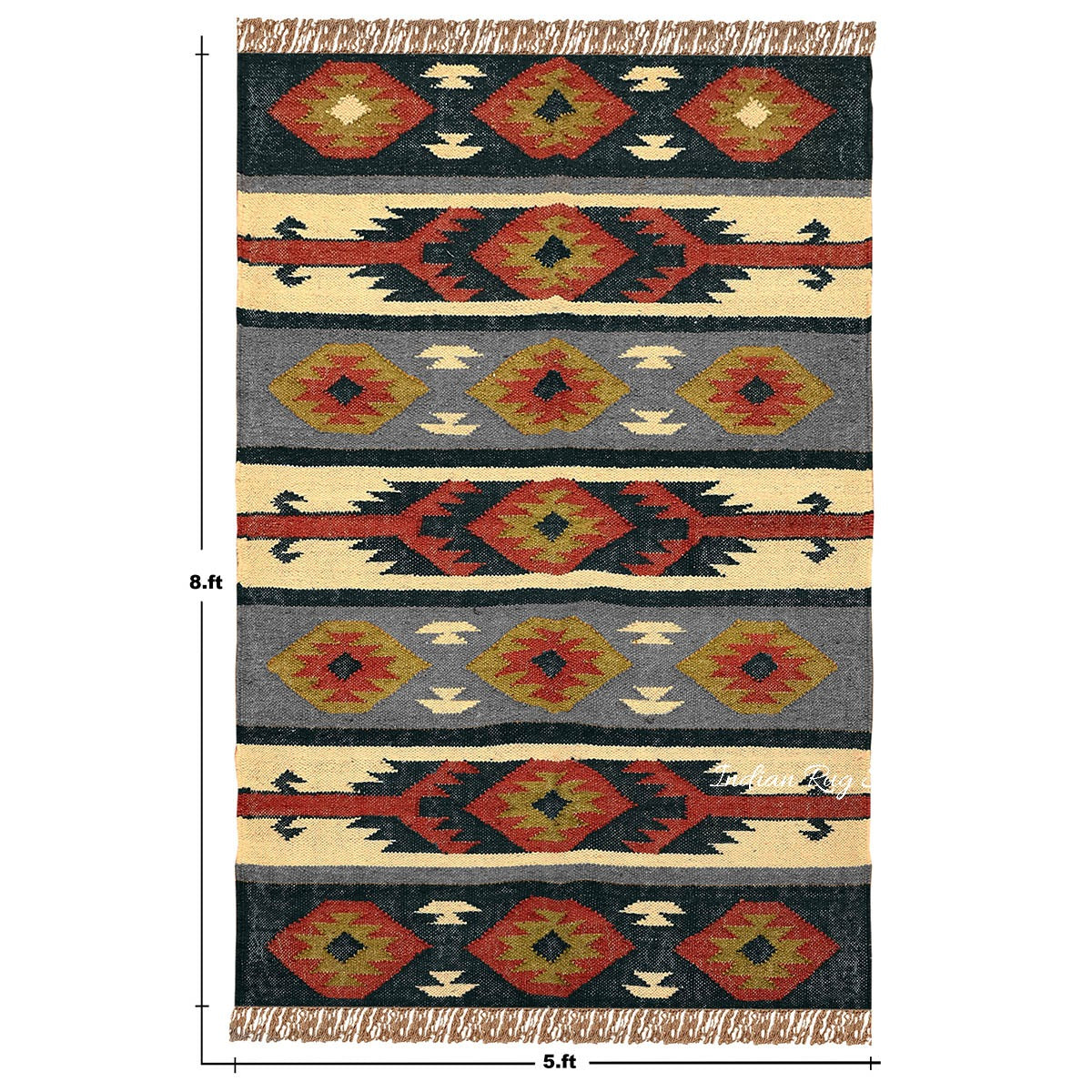 Dining Room Decor Gray Multicolor Hand Woven Wool Jute Rug - Indian Rug Store Dining Room Decor Gray Multicolor Hand Woven Wool Jute Rug - Indian Rug Store