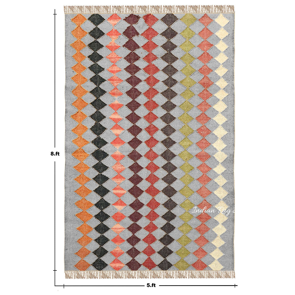 Geometric Rectangle Green Multicolor Hand Woven Farm House Decor Wool Jute Rug - Indian Rug Store Geometric Rectangle Green Multicolor Hand Woven Farm House Decor Wool Jute Rug - Indian Rug Store