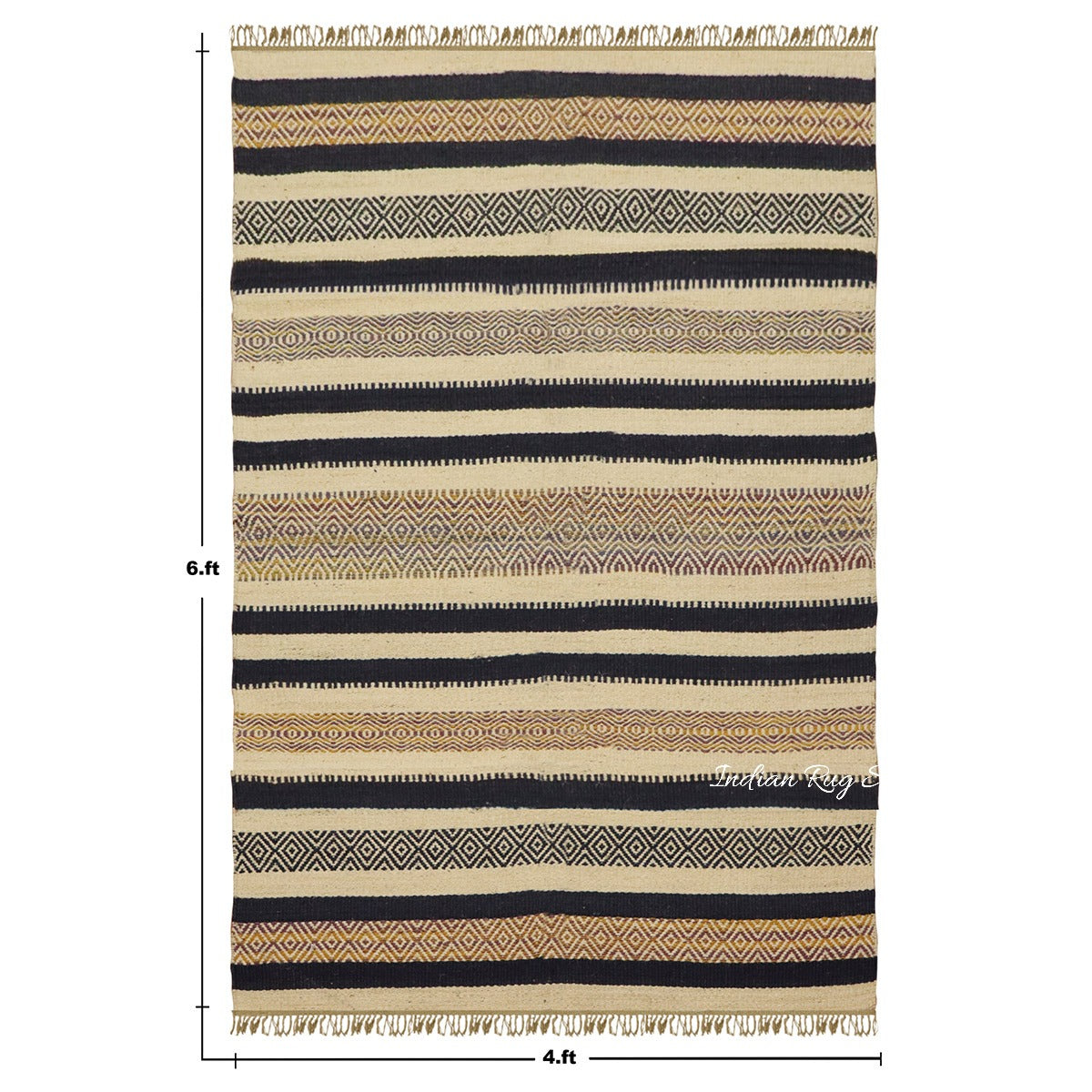 Attractive Hand Woven Geometric Black Beige Interior Wool Jute Rug - Indian Rug Store Attractive Hand Woven Geometric Black Beige Interior Wool Jute Rug - Indian Rug Store