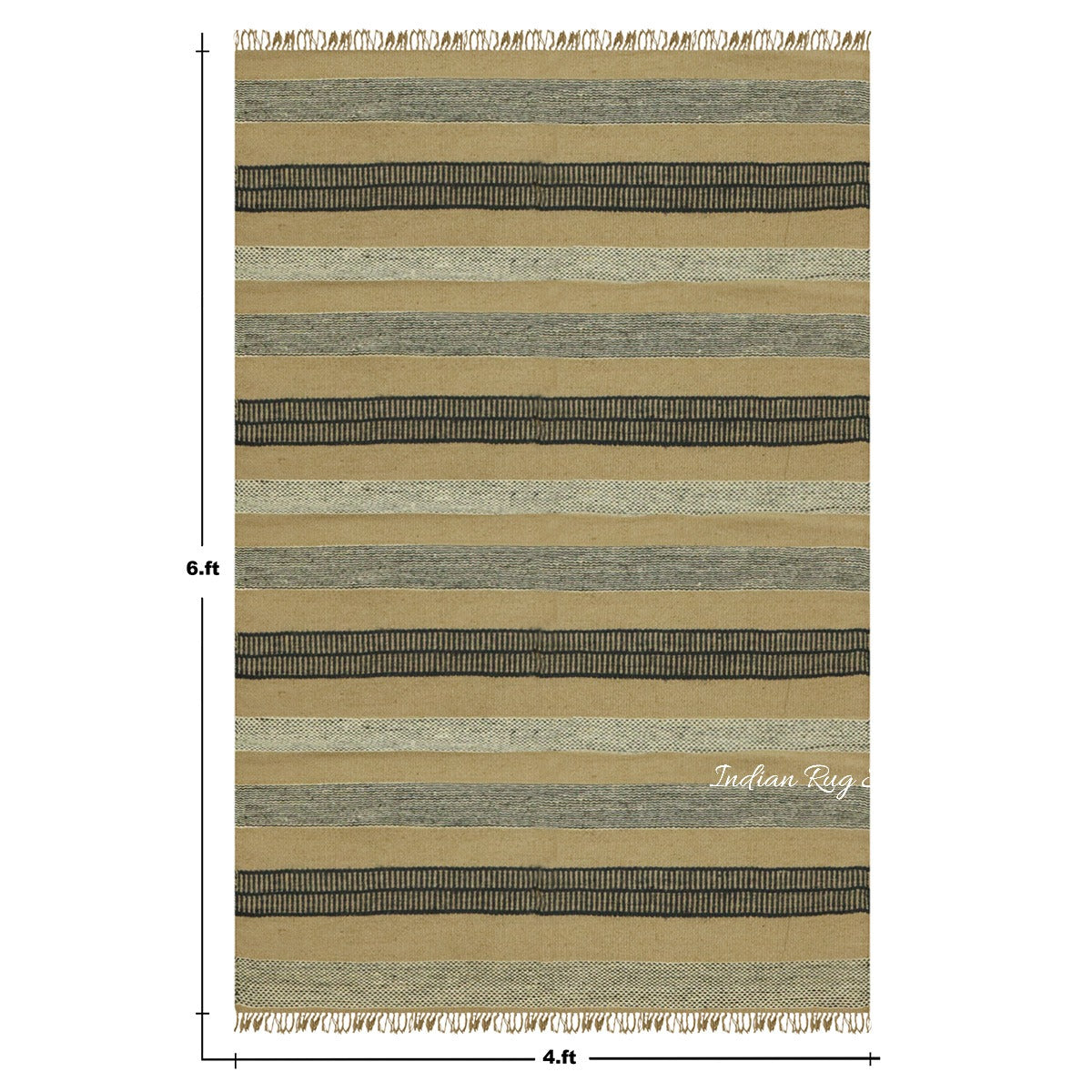 Attractive Hand Woven Geometric Entrance Black Beige Wool Jute Rug - Indian Rug Store Attractive Hand Woven Geometric Entrance Black Beige Wool Jute Rug - Indian Rug Store