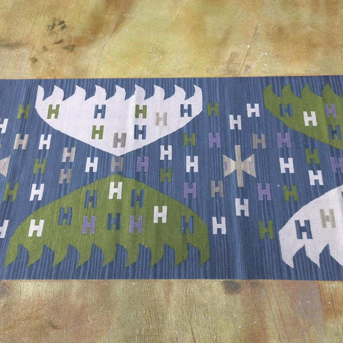 Indian Hand Woven Blue Wool Kilim Large Area Rug WK-512 - Indian Rug Store Indian Hand Woven Blue Wool Kilim Large Area Rug WK-512 - Indian Rug Store