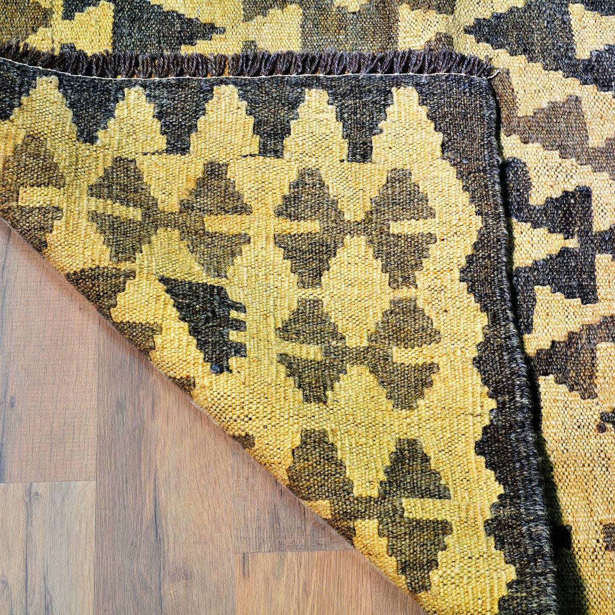 Yellow Hand Woven Wool Kilim Bed Room Rug WK-528 - Indian Rug Store Yellow Hand Woven Wool Kilim Bed Room Rug WK-528 - Indian Rug Store