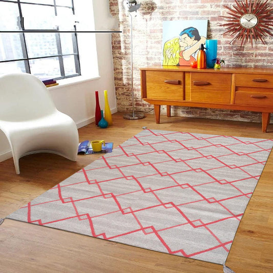 Tappeto Kilim in lana tessuto a mano grigio di grande superficie WK-536 Tappeto Kilim in lana tessuto a mano grigio di grande superficie WK-536