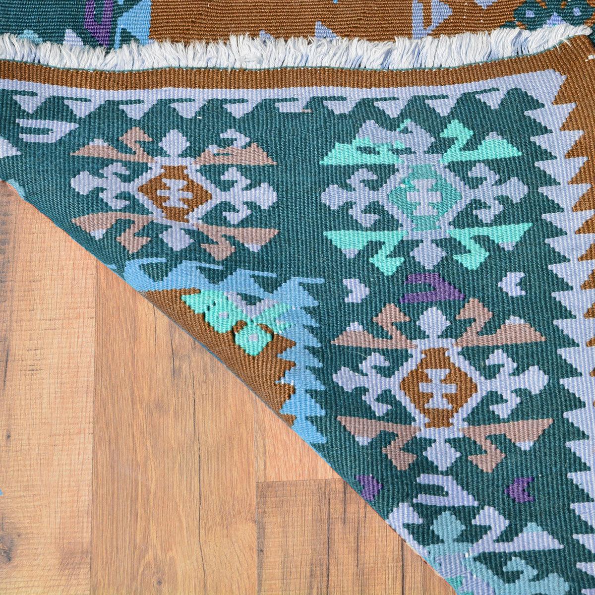 Hand Woven Wool Kilim Area Blue Rug For Bedroom WK-540 - Indian Rug Store Hand Woven Wool Kilim Area Blue Rug For Bedroom WK-540 - Indian Rug Store