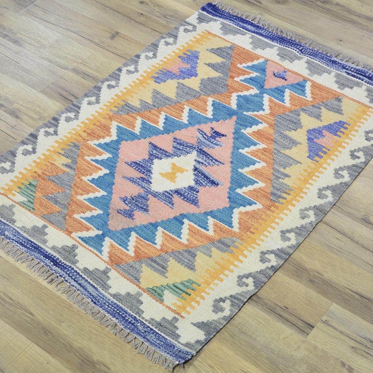 Hand Woven Gray Cotton Kilim Outdoor Patio Rug WK-558 - Indian Rug Store