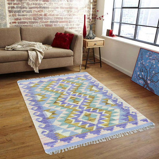 Indian Hand Woven Wool Kilim Area Brown Rug WK-562 Indian Hand Woven Wool Kilim Area Brown Rug WK-562