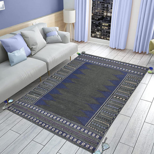 Black Wool Hand Woven Kilim Area Rug For Entrance WK-564 Black Wool Hand Woven Kilim Area Rug For Entrance WK-564