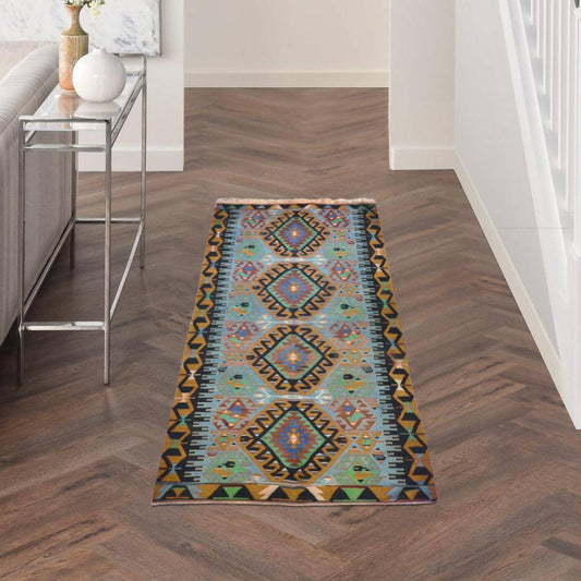 Tappeto Kilim in lana marrone intrecciato a mano per ingresso WK-574 Tappeto Kilim in lana marrone intrecciato a mano per ingresso WK-574