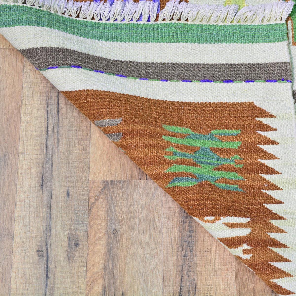 Brown Wool Hand Woven Kilim Area Rug For Entrance WK-584 - Indian Rug Store Brown Wool Hand Woven Kilim Area Rug For Entrance WK-584 - Indian Rug Store