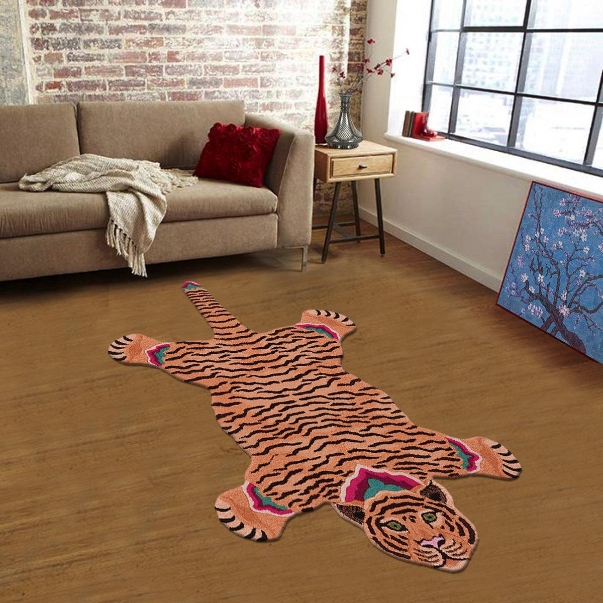 Orange Hand Tufted Wool Rug For Kids Room WK-593 - Indian Rug Store