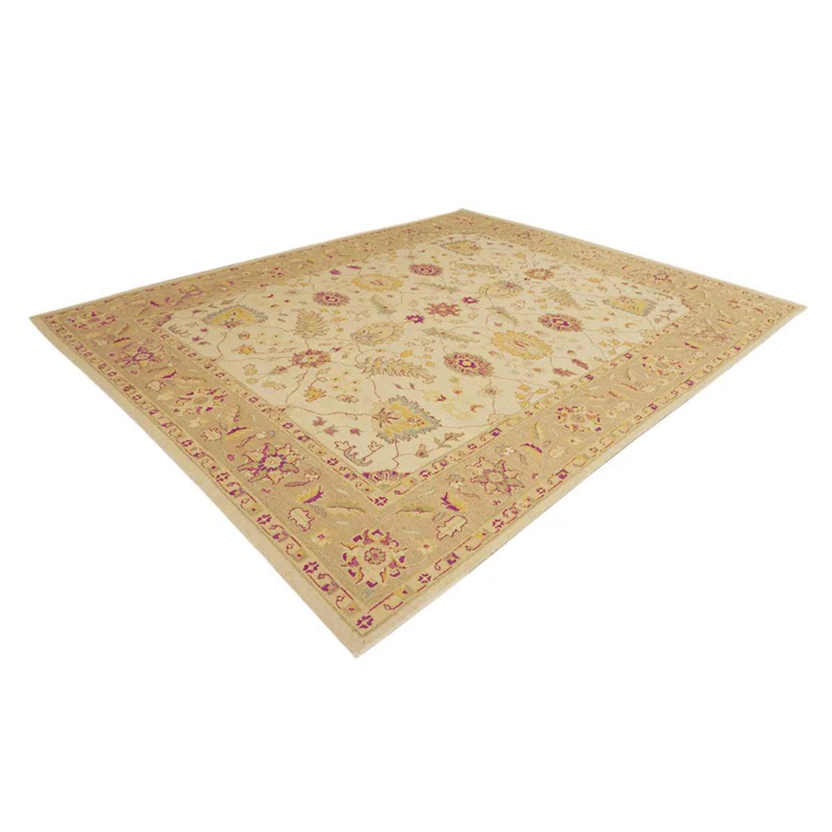 Geometric Hand Knotted Rug Beige For Dining Room WK-615 - Indian Rug Store Geometric Hand Knotted Rug Beige For Dining Room WK-615 - Indian Rug Store