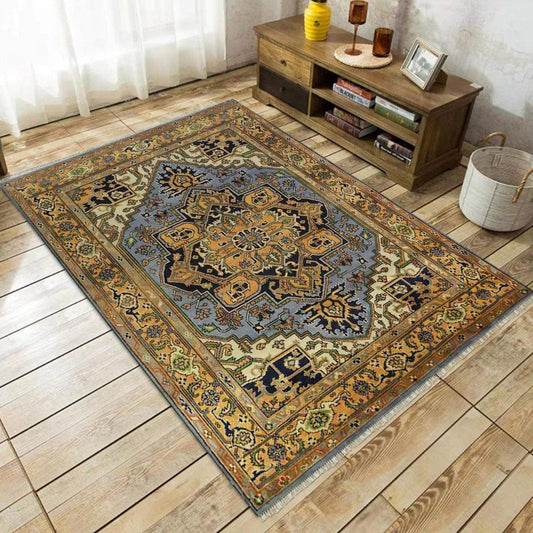 Tappeto Kilim in lana annodato a mano giallo per tappetino yoga WK-632 Tappeto Kilim in lana annodato a mano giallo per tappetino yoga WK-632