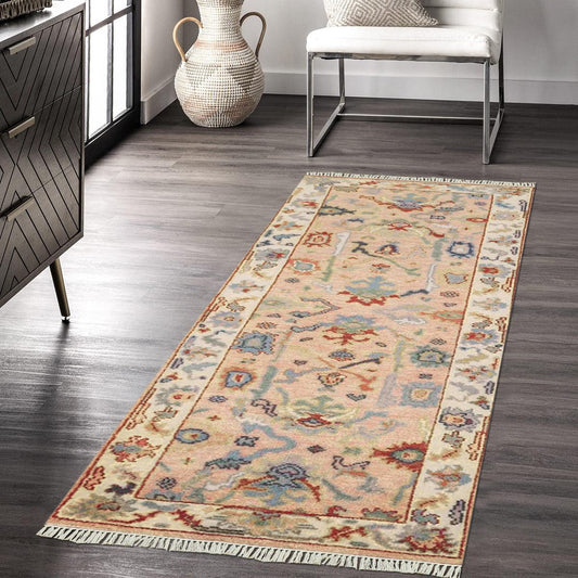 Beige Hand Knotted Wool Kilim Rug Farmhouse WK-638 Beige Hand Knotted Wool Kilim Rug Farmhouse WK-638